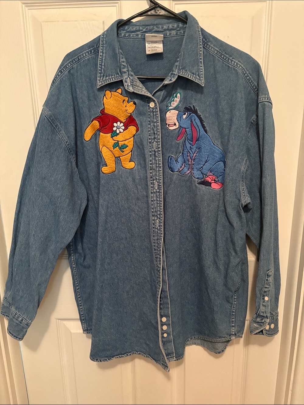 The Disney store, Winnie the Pooh and Eeyore embroidered denim big shirt